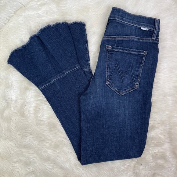 MOTHER The Cha Cha Raw Cut Flared Ankle Jeans Size 26 in Girl Crush - Picture 11 of 14